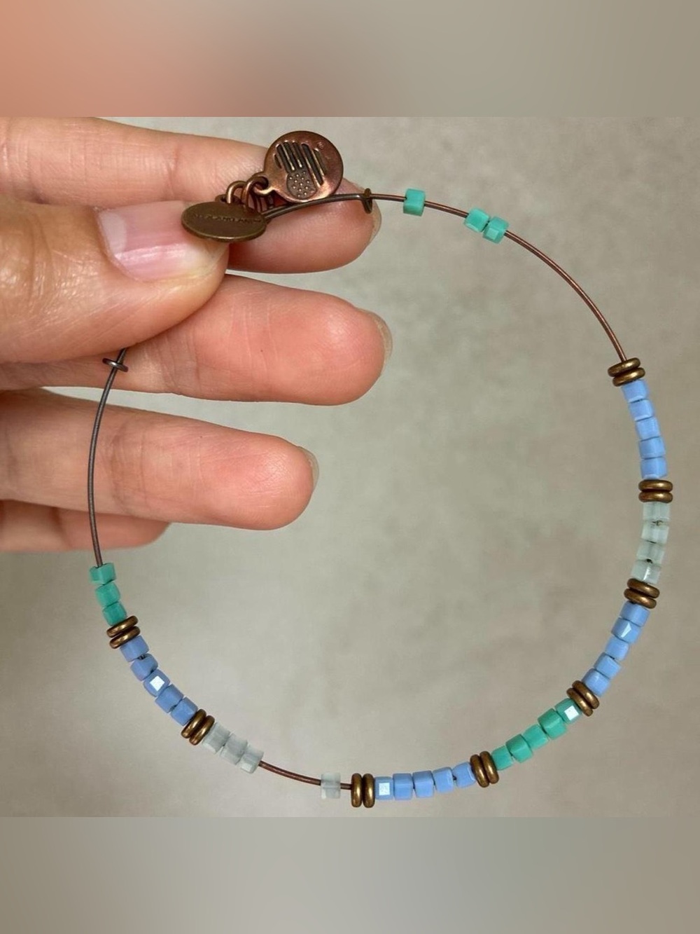 Alex and Ani Turquoise, Aqua & Light Blue Seed Bead Bangle